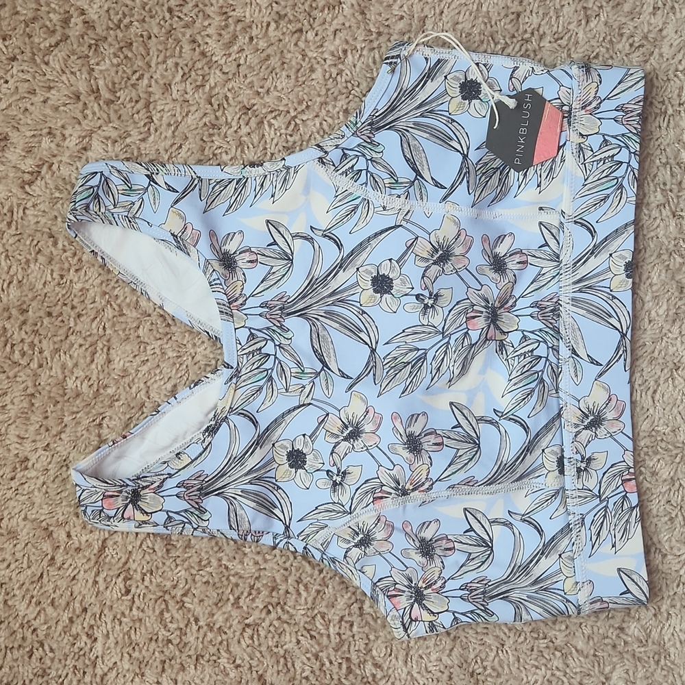 Pinkblush floral light blue sports bra size M NWT